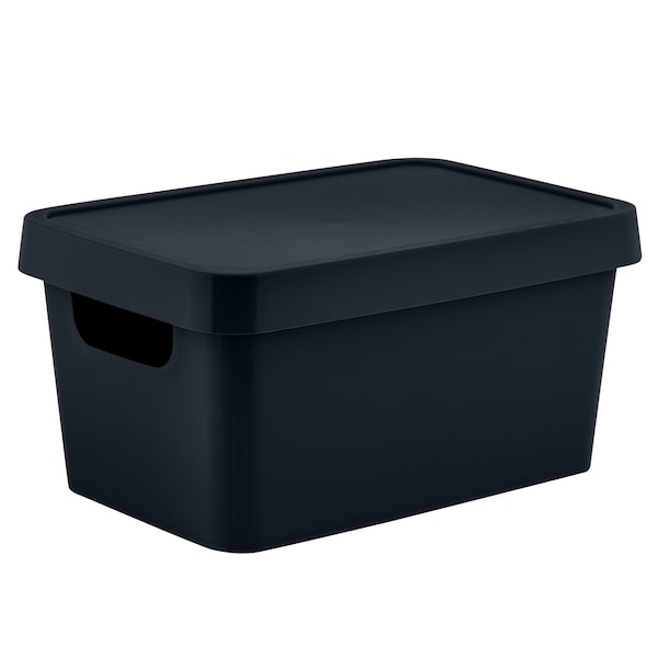 Simplify Storage Tote W/ Lid, 9-3/4 in L x 6-3/4 in W x 9-3/4 in H, Gray, Plastic 25916-CHARCOAL - main
